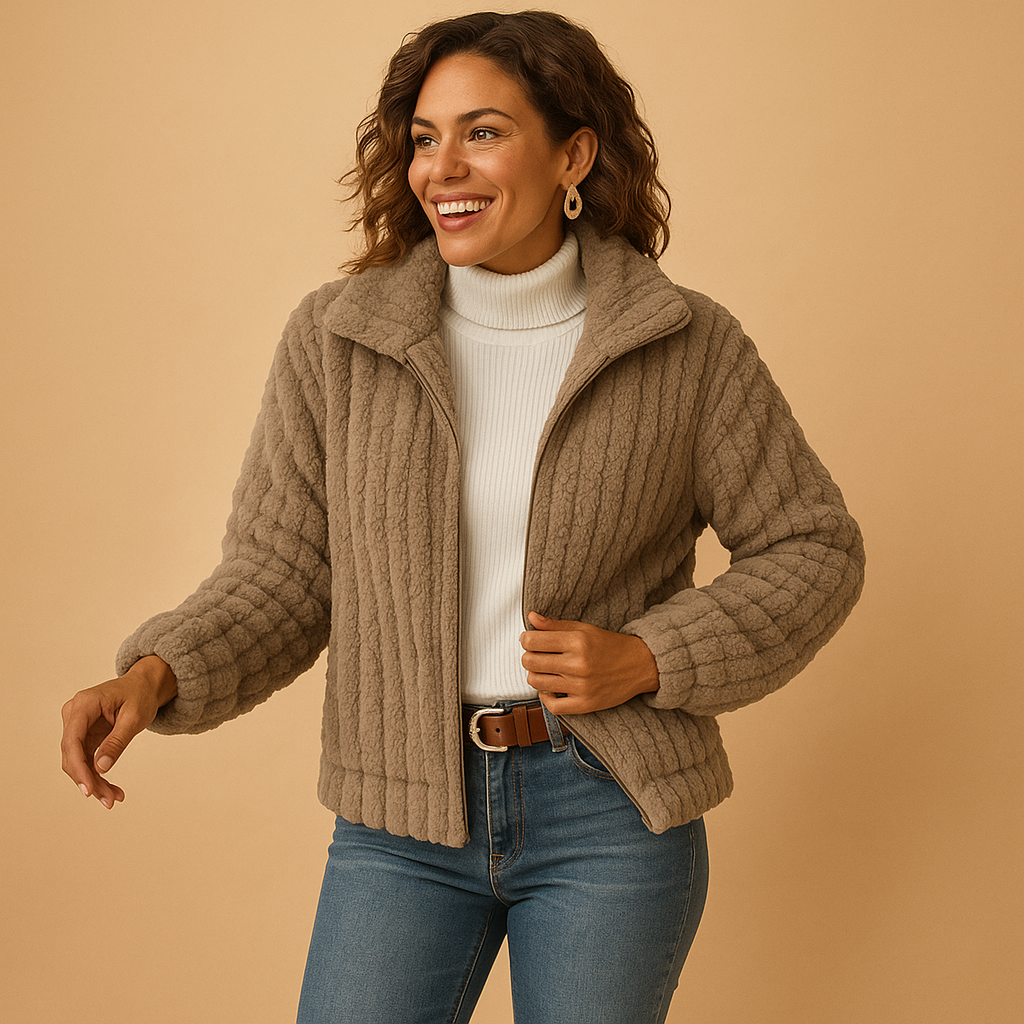 Isabelle Long Fleece Jacket For Women With Stand Up Collar Cozy Pockets And Premium Warmth