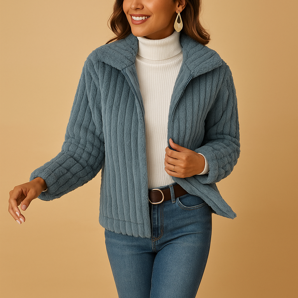 Isabelle Long Fleece Jacket For Women With Stand Up Collar Cozy Pockets And Premium Warmth