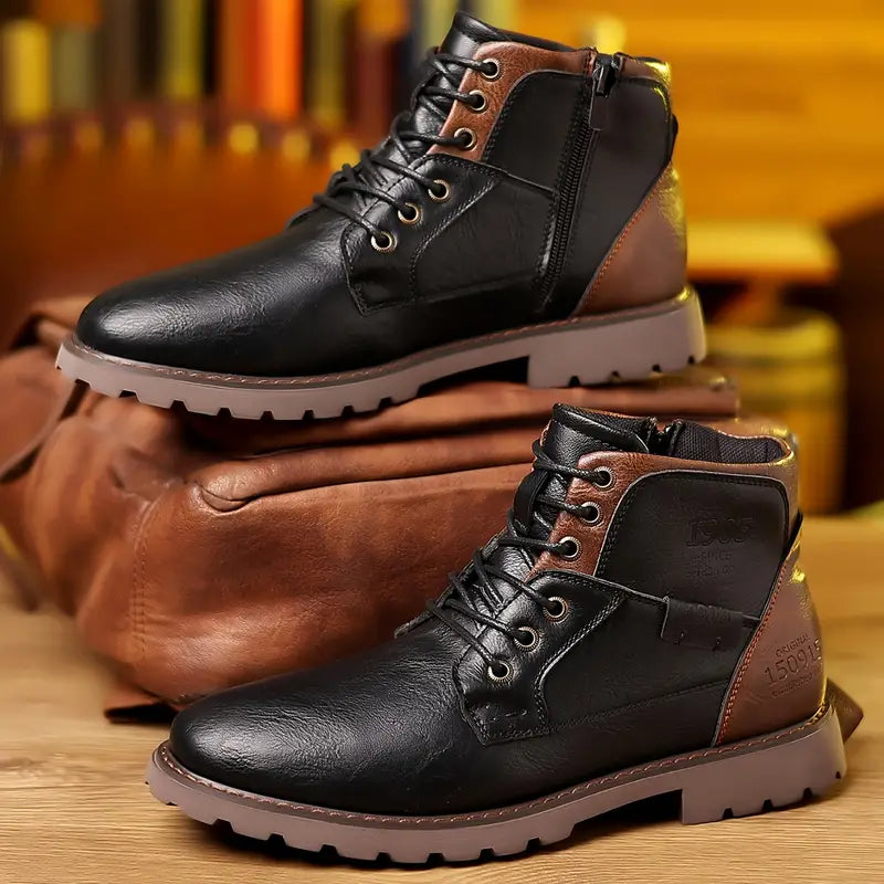Mats Leather Zip Boots For Men Durable Comfortable Ankle Boots With Easy Zipper Closure