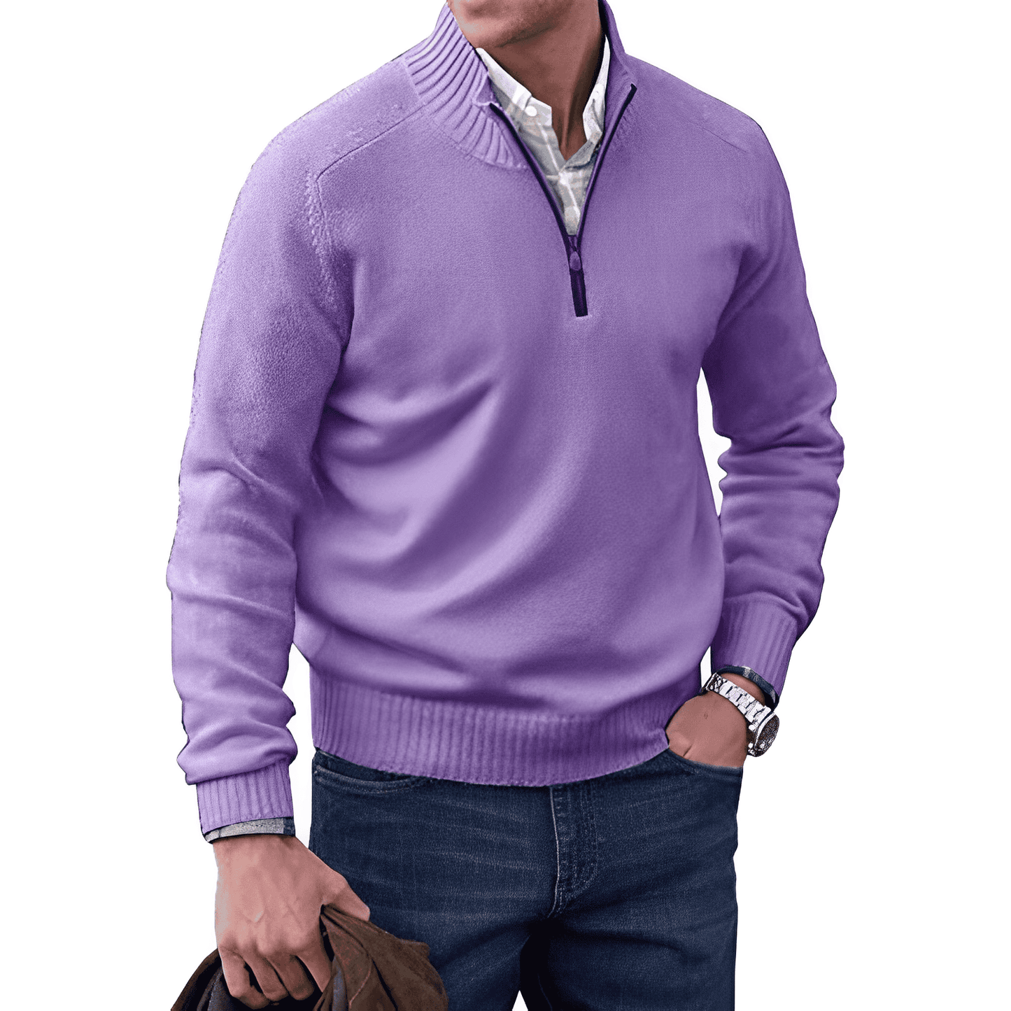 Evan Men's Knitted Half-Zip Pullover Jumper for Layering Warmth and Everyday Comfort By TrendAura