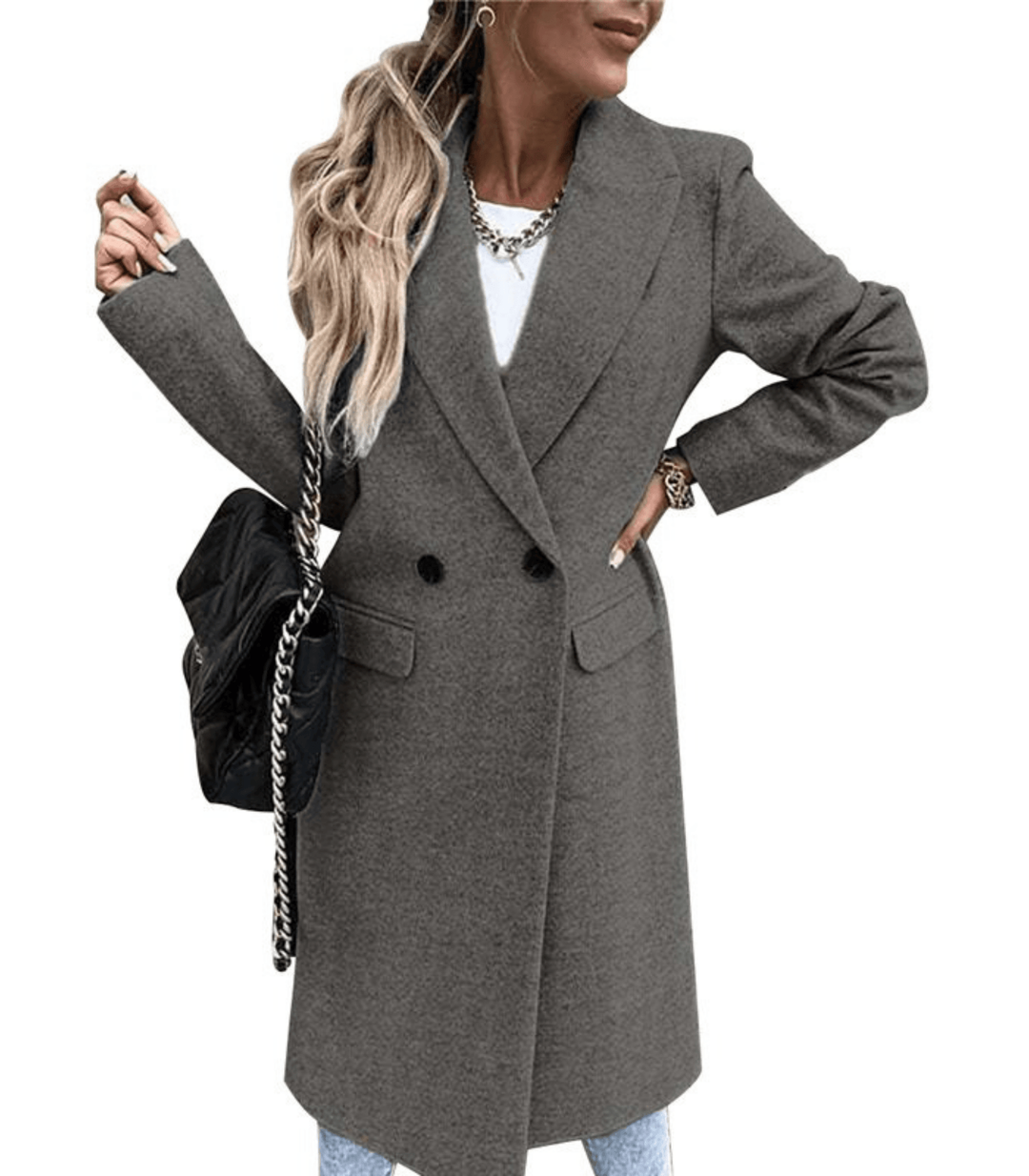 Lisette Loose Wool Jacket For Women With Pockets And Buttons Modern Comfort Coat