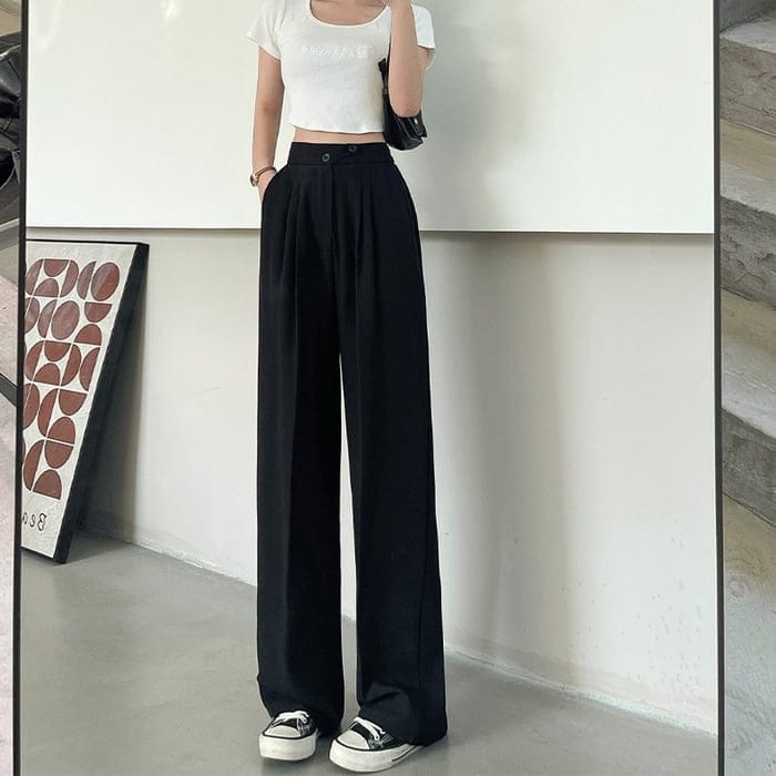 Women's pants with high waist and wide leg | Straight cut