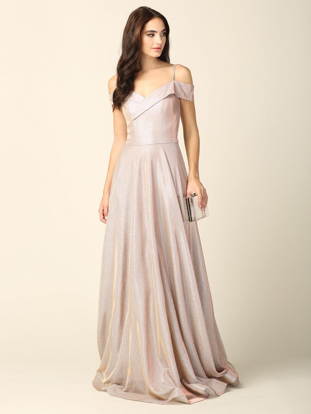 Long Formal Off Shoulder Glitter Ball Gown