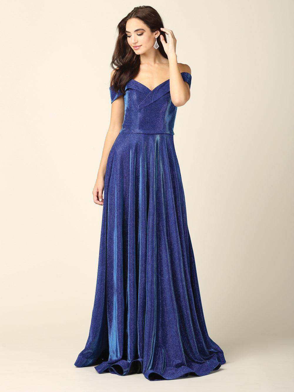 Long Formal Off Shoulder Glitter Ball Gown