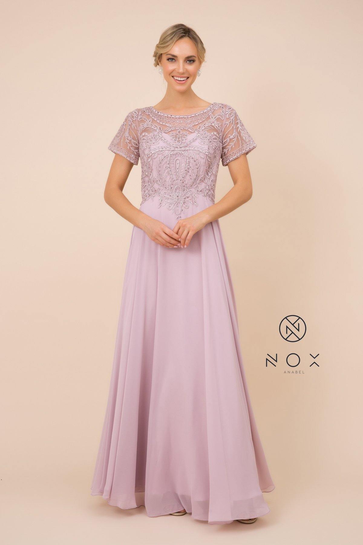 Long Gown With Appliqued Bodice Formal Dress