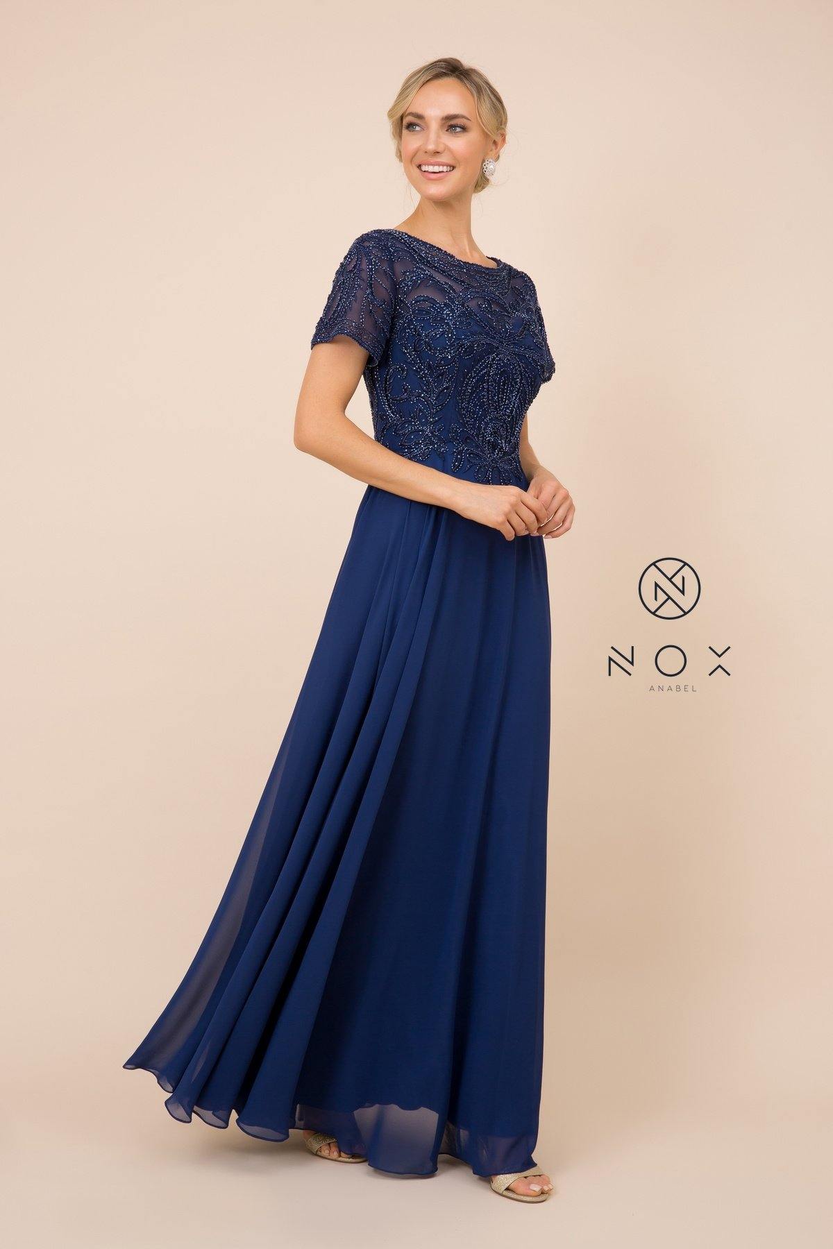 Long Gown With Appliqued Bodice Formal Dress