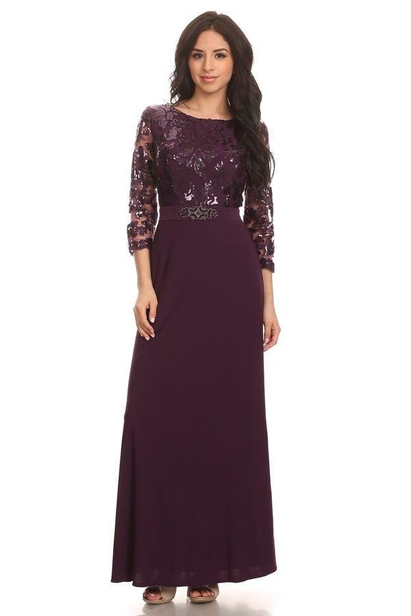 Long Mother of the Bride Formal Evening Gown