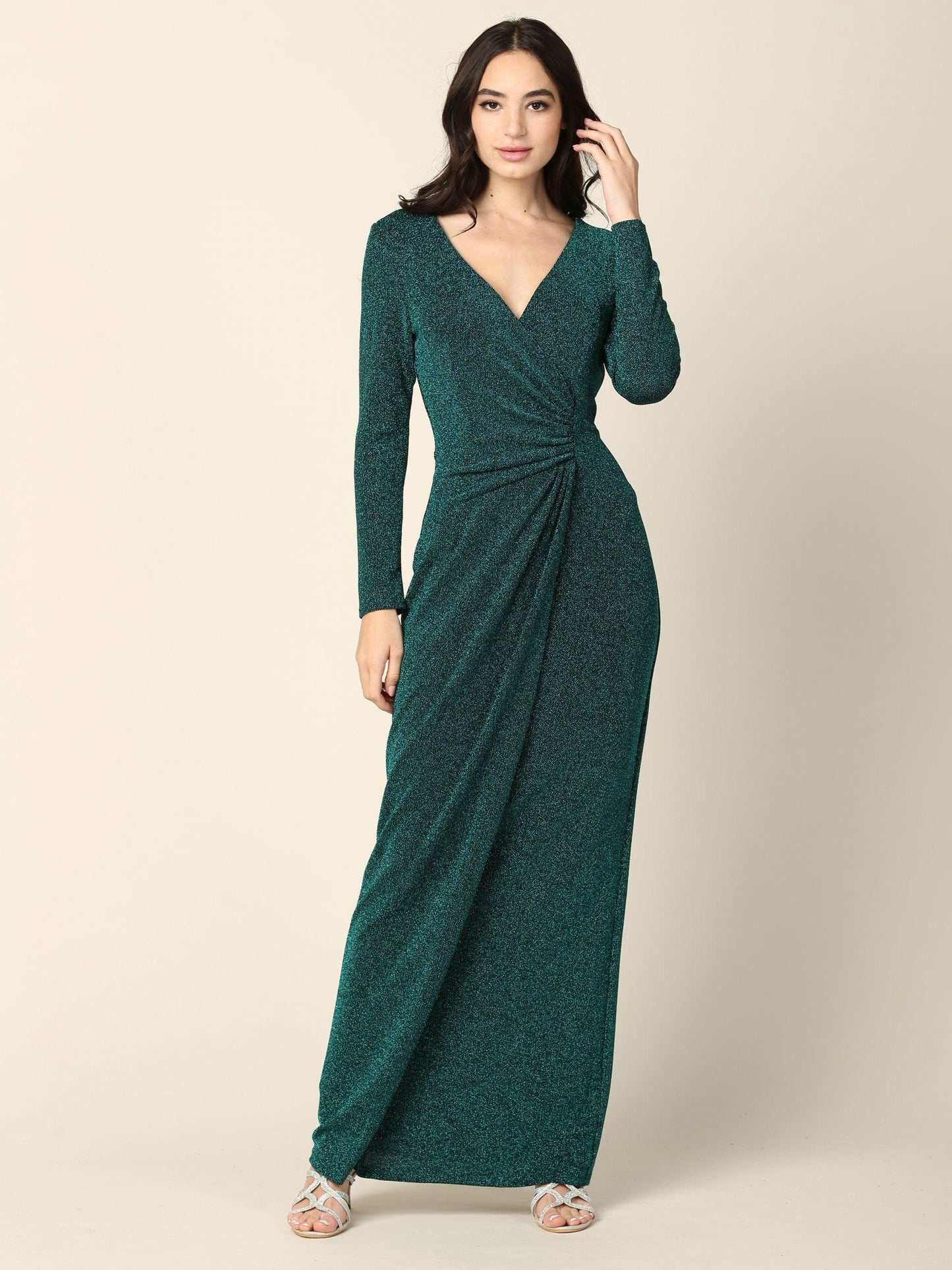 Long Mother of the Bride Formal Metallic Dress