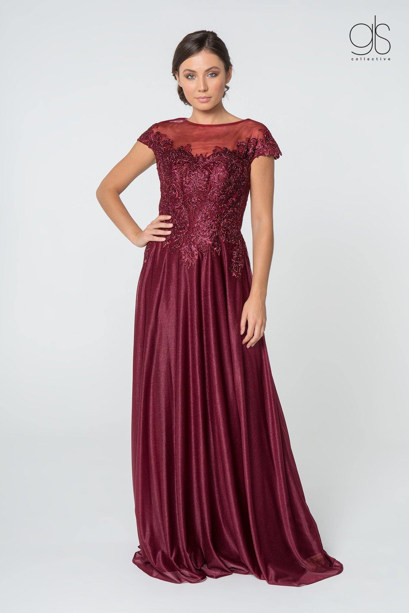 Long Mother of the Bride Lace Chiffon Dress Formal