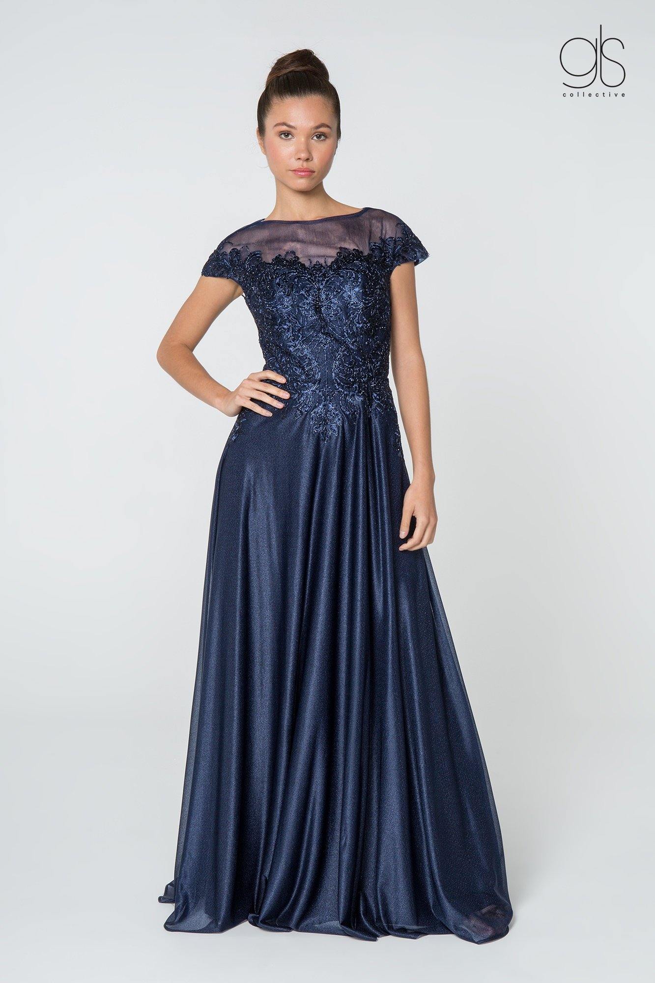 Long Mother of the Bride Lace Chiffon Dress Formal