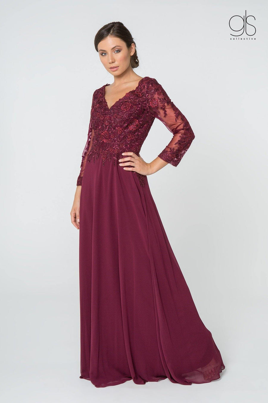 Formal Long Sleeve Mother of the Bride Chiffon Dress Sale - TrendAura
