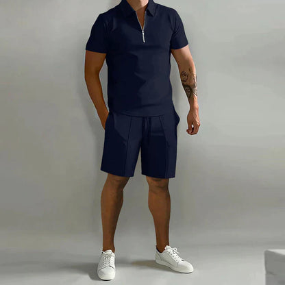 Luxurious Mens Summer Polo And Shorts Set Elegant Comfortable Premium Breathable Style For Hot Days