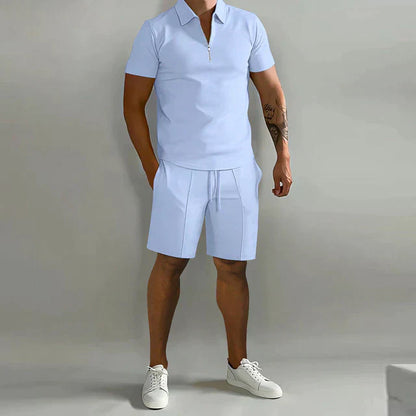 Luxurious Mens Summer Polo And Shorts Set Elegant Comfortable Premium Breathable Style For Hot Days