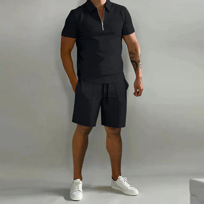 Luxurious Mens Summer Polo And Shorts Set Elegant Comfortable Premium Breathable Style For Hot Days