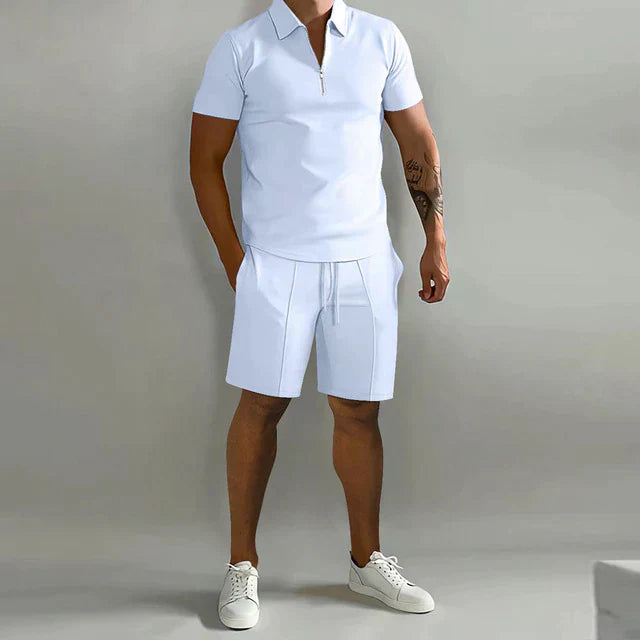 Luxurious Mens Summer Polo And Shorts Set Elegant Comfortable Premium Breathable Style For Hot Days