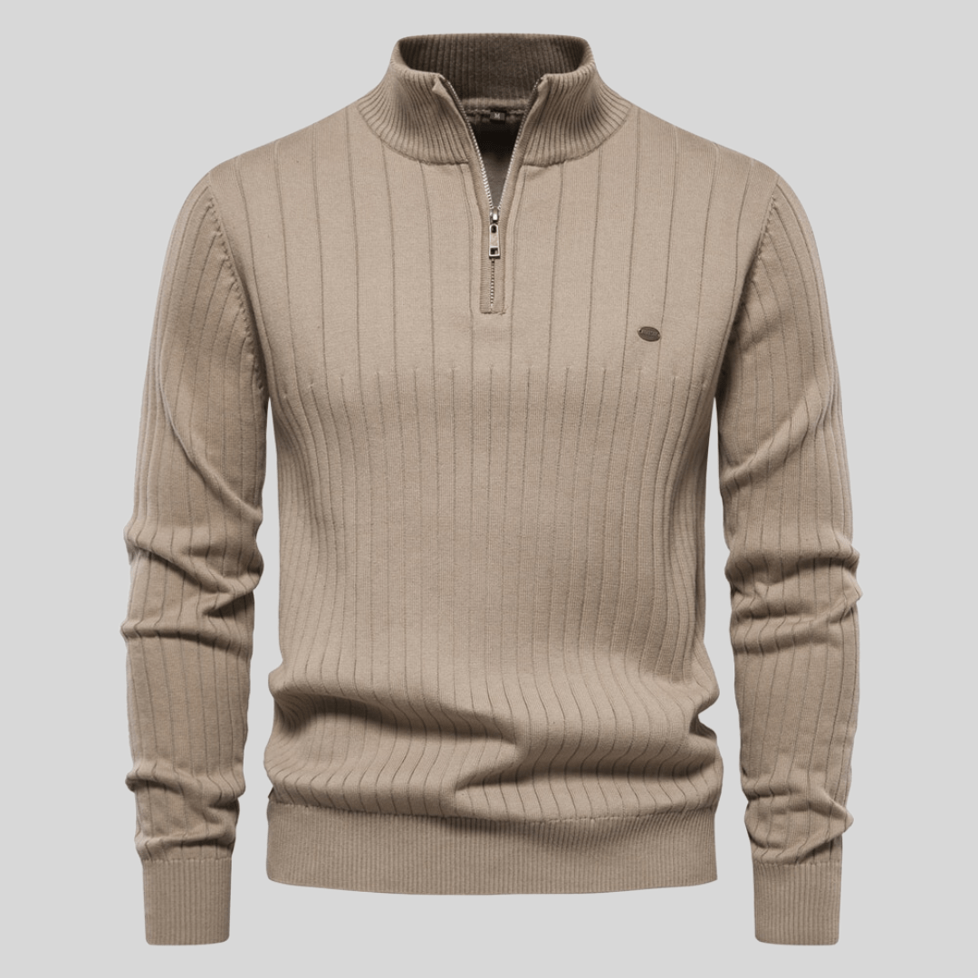 Men's Knit Half Zip Jumper Long Sleeve - Timeless Layerable Modern Essential For Everyday