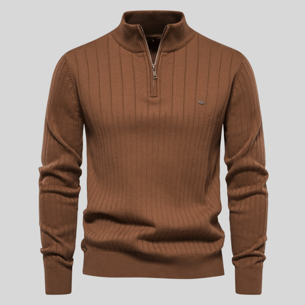 Men's Knit Half Zip Jumper Long Sleeve - Timeless Layerable Modern Essential For Everyday