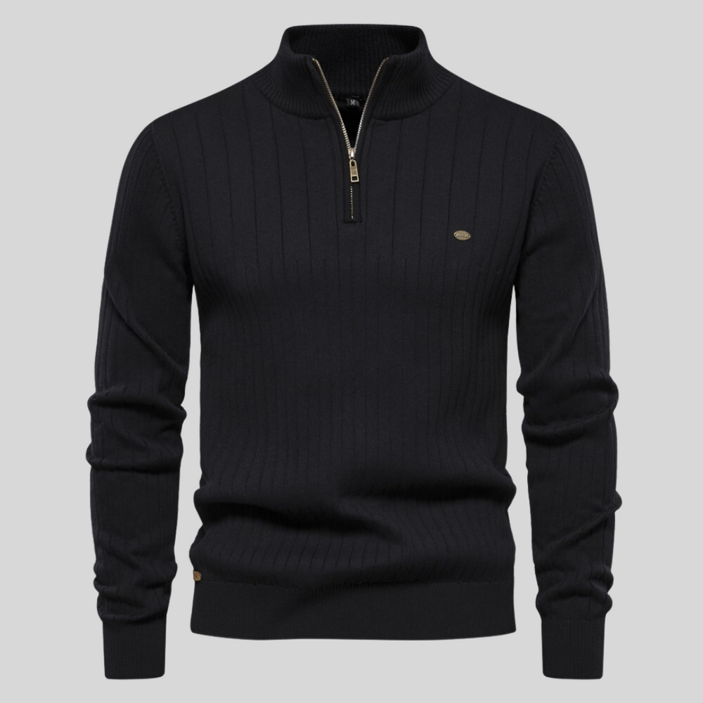 Men's Knit Half Zip Jumper Long Sleeve - Timeless Layerable Modern Essential For Everyday