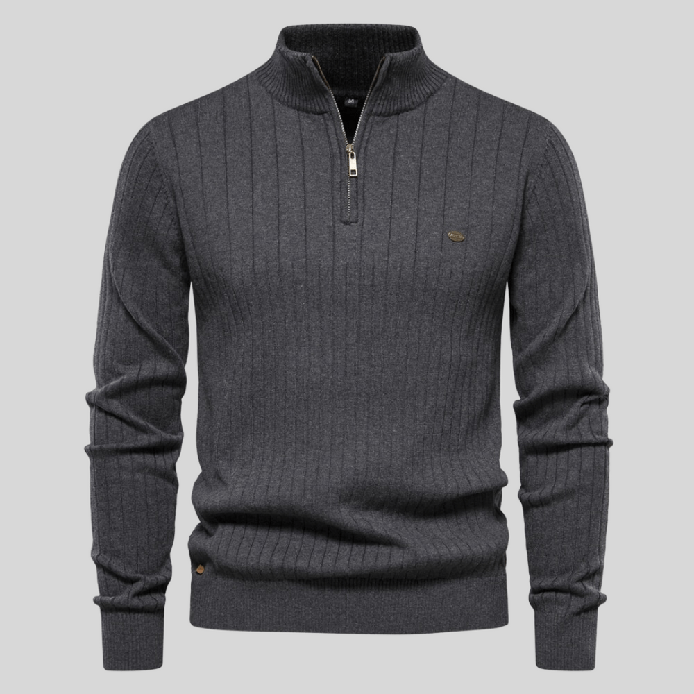 Men's Knit Half Zip Jumper Long Sleeve - Timeless Layerable Modern Essential For Everyday