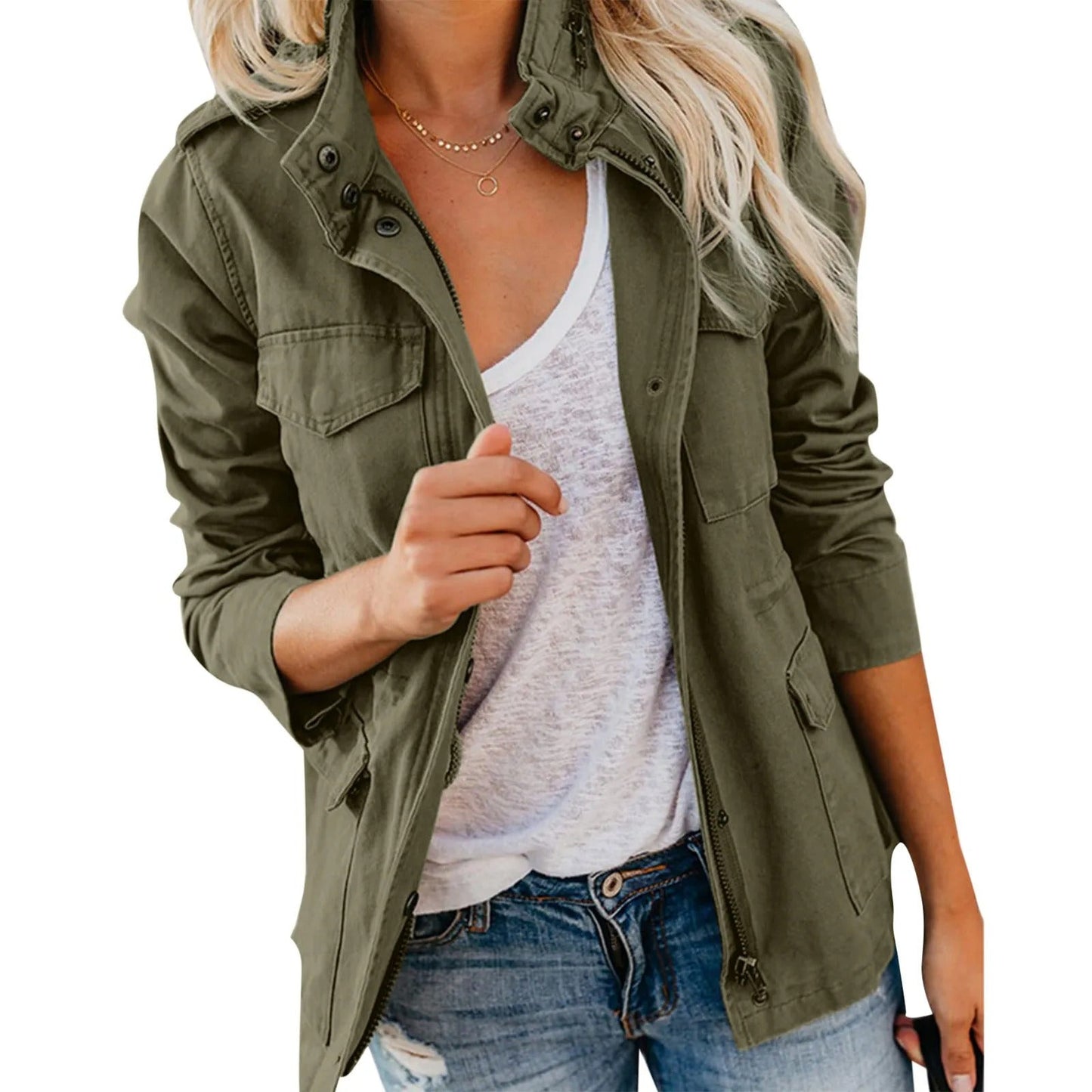 Long Sleeve Jacket For Women With Four Pockets For Versatile Everyday Wear And Travel