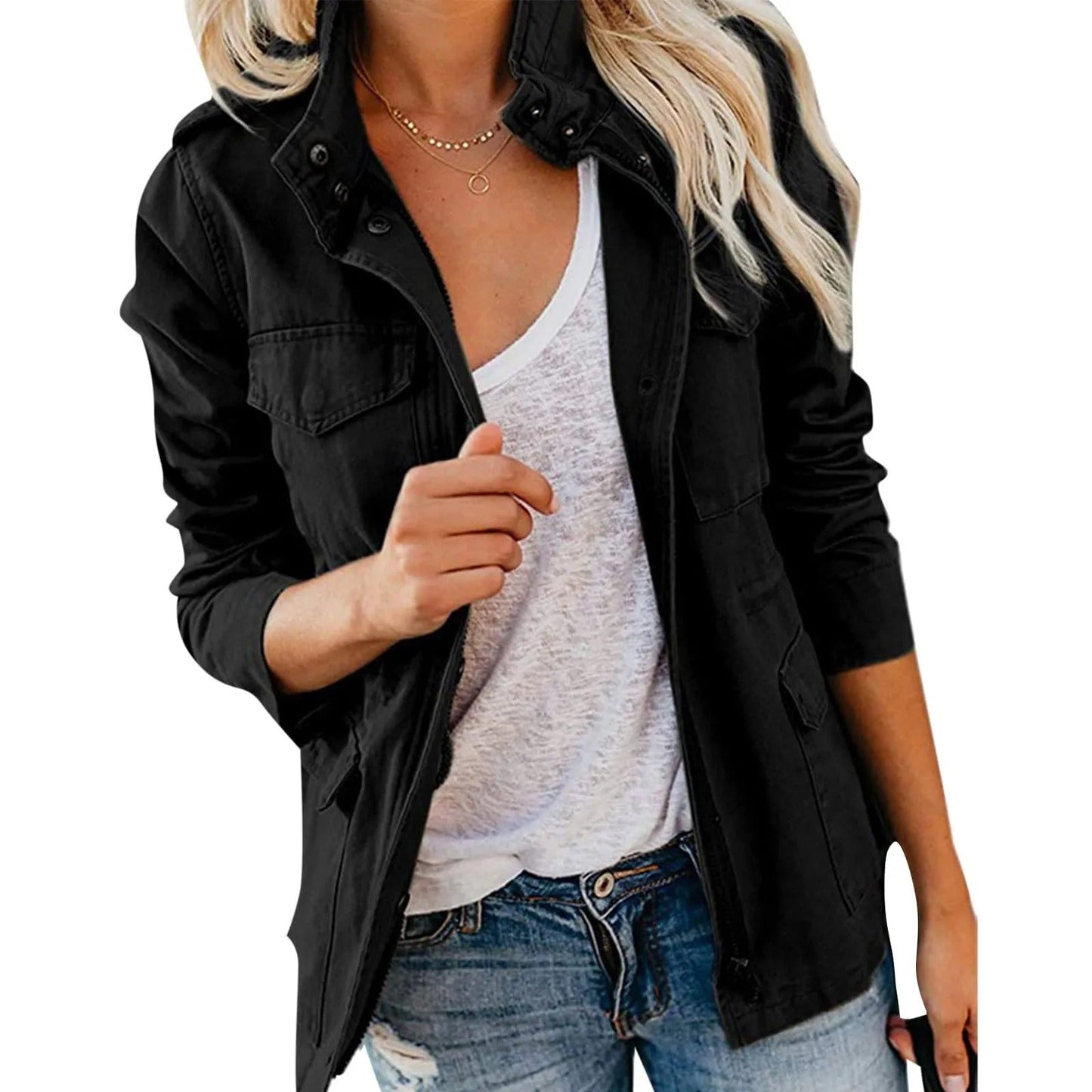 Long Sleeve Jacket For Women With Four Pockets For Versatile Everyday Wear And Travel