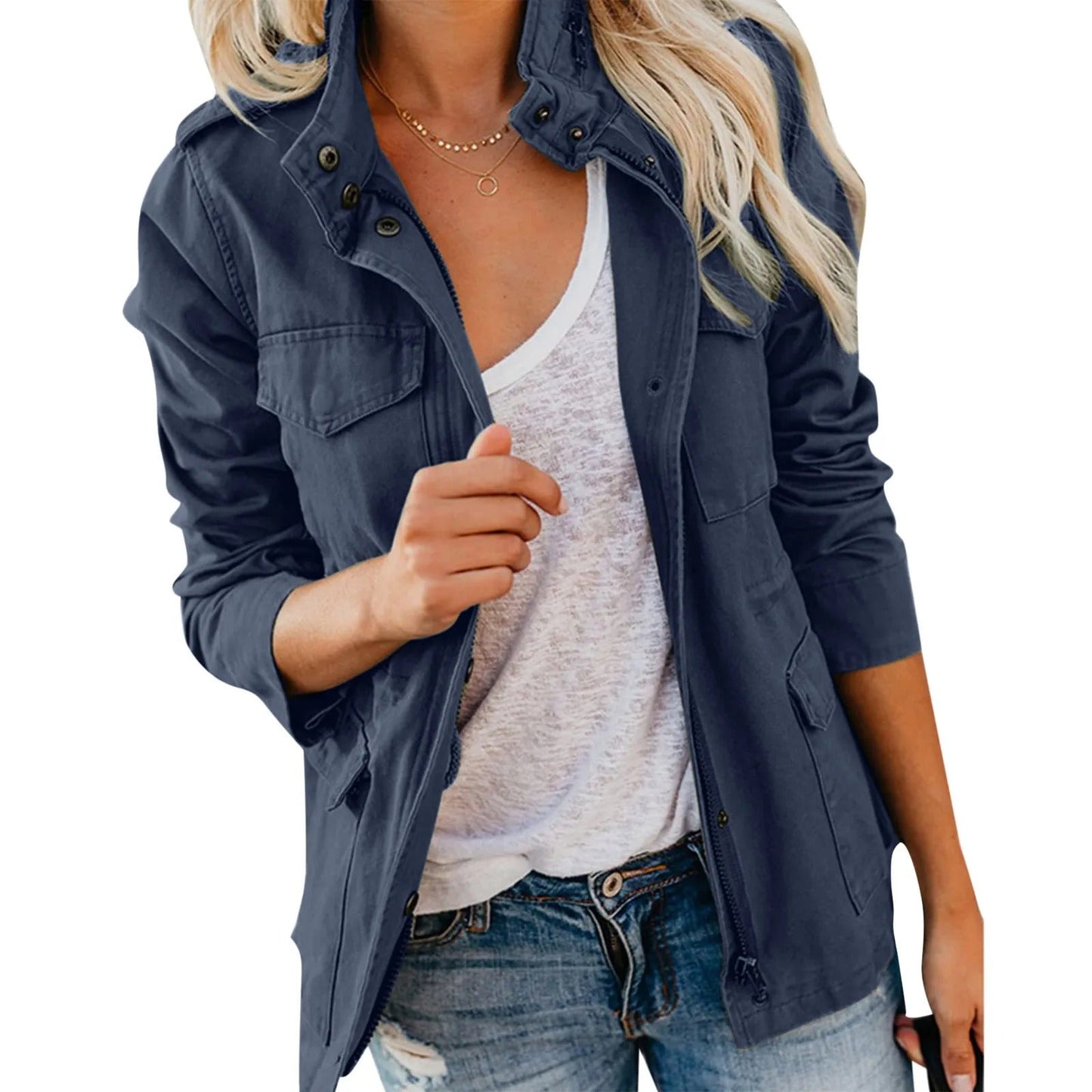 Long Sleeve Jacket For Women With Four Pockets For Versatile Everyday Wear And Travel