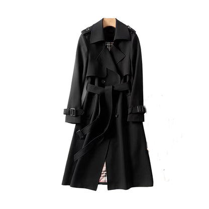 Women's Trench Coat – Structured Fit – Cotton Blend – Double Breasted – Belted Waist