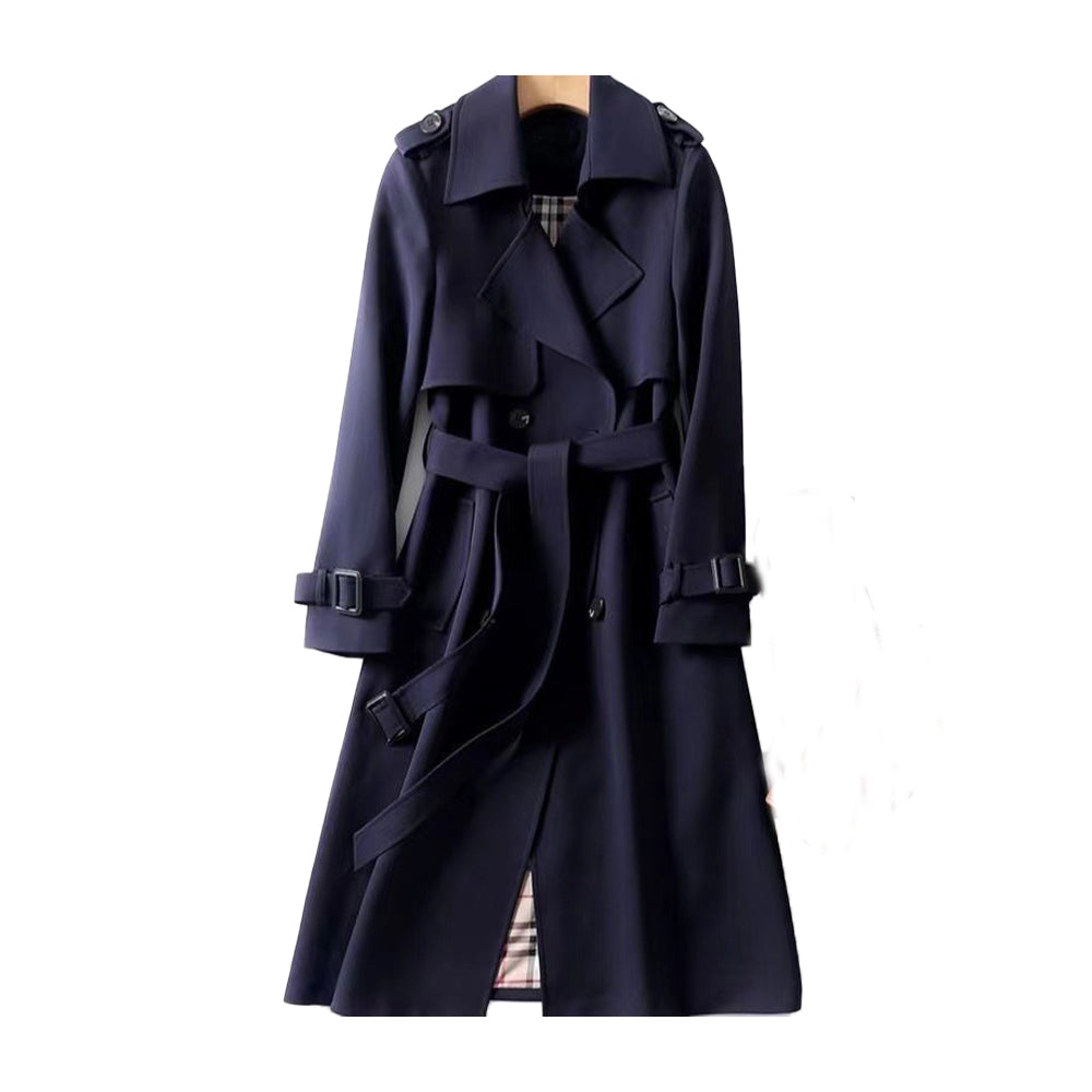 Women's Trench Coat – Structured Fit – Cotton Blend – Double Breasted – Belted Waist