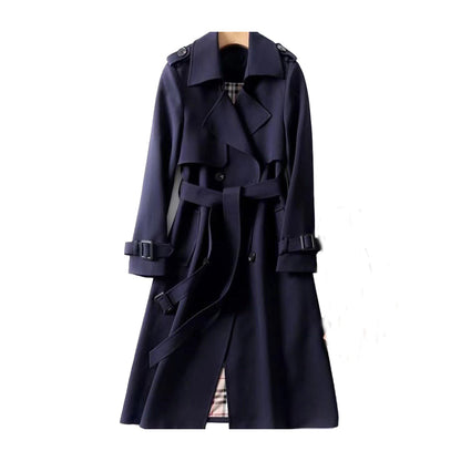 Women's Trench Coat – Structured Fit – Cotton Blend – Double Breasted – Belted Waist
