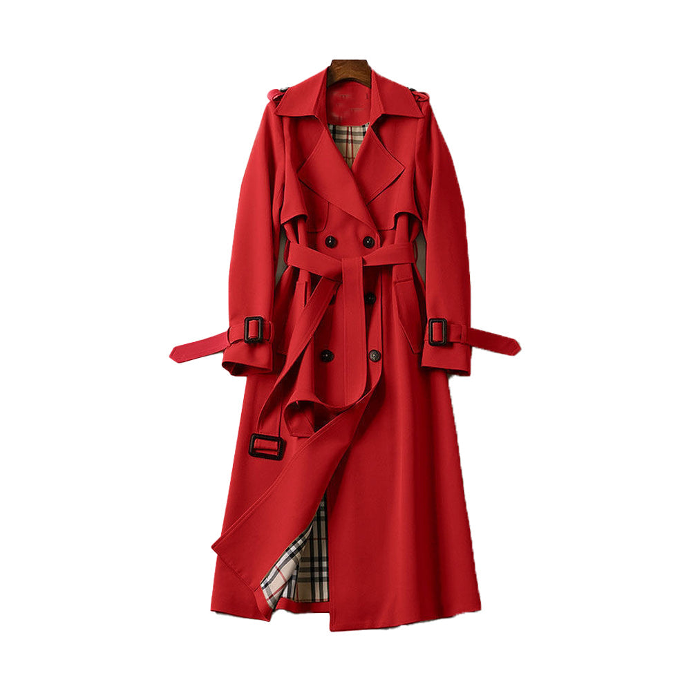 Women's Trench Coat – Structured Fit – Cotton Blend – Double Breasted – Belted Waist
