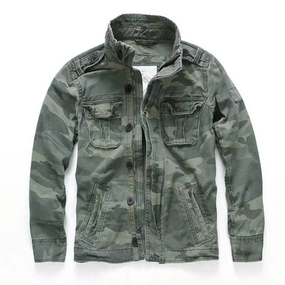 Mens M65 Retro Denim Cargo Jacket With Multiple Pockets Field Coat For Outdoor Adventures