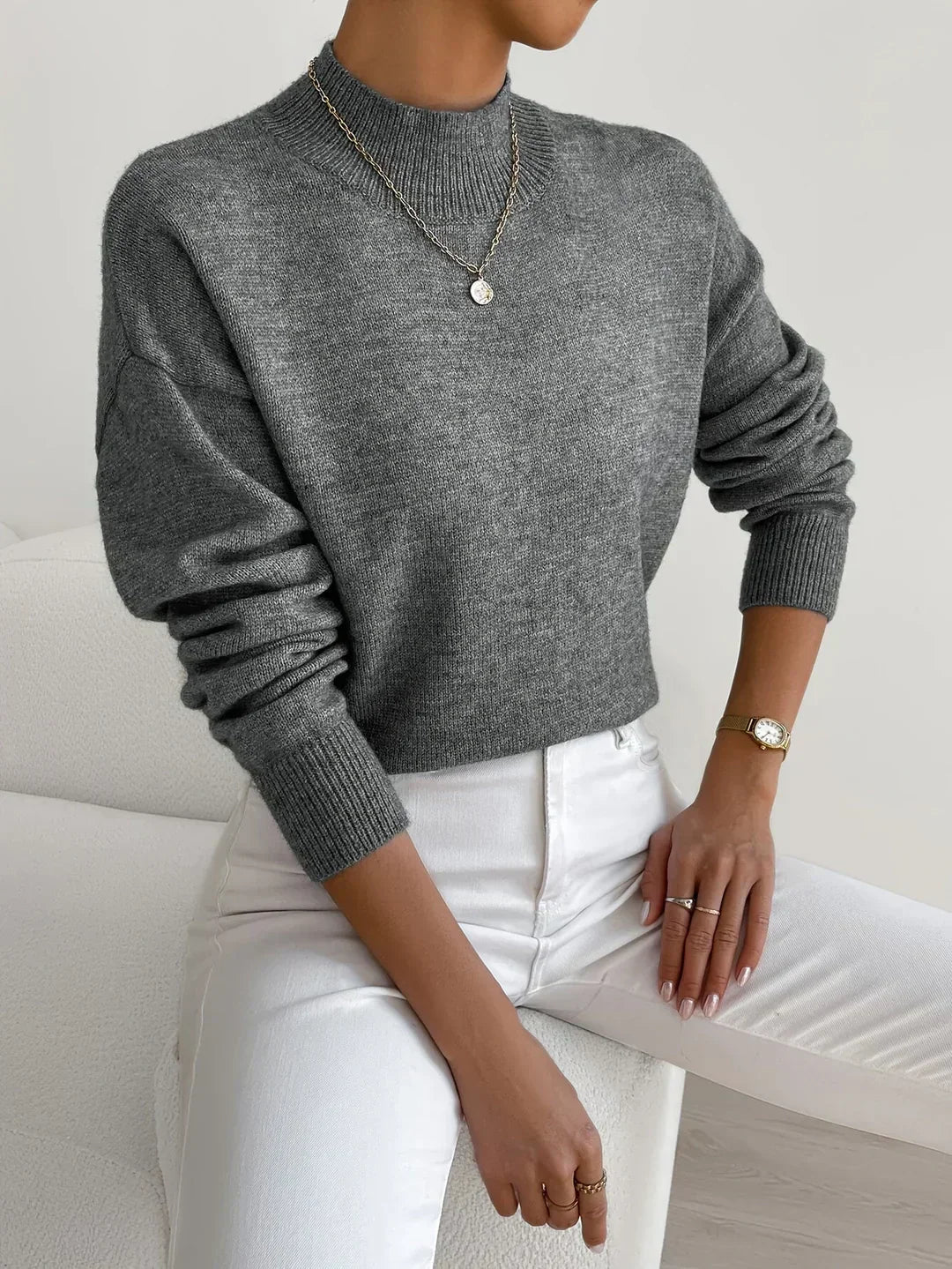 Women's Turtleneck Sweater with Long Sleeves and Soft Knit
