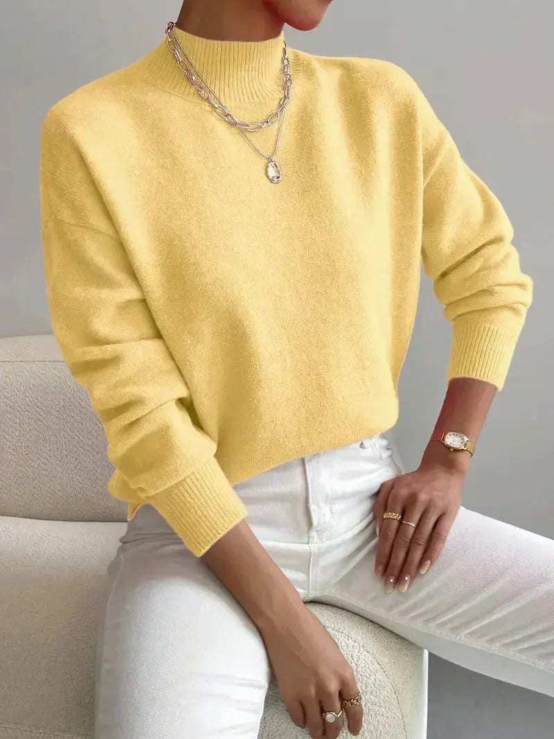 Women's Turtleneck Sweater with Long Sleeves and Soft Knit
