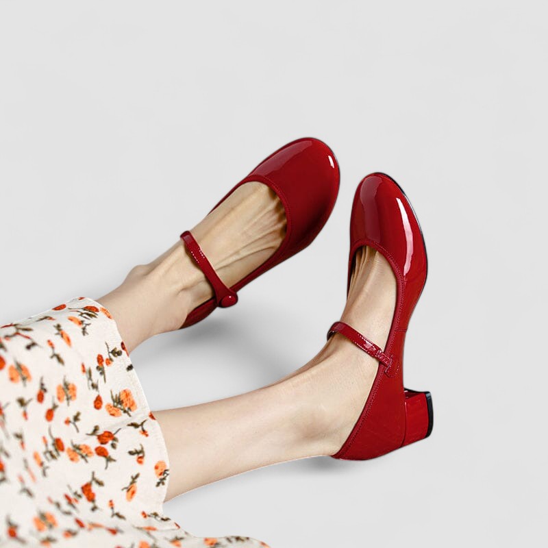 Mayzhera Mary Jane Shoes For Women Vintage Leather Slip Ons With Butterfly Knot Accent Comfortable 3 To 5 Cm Heel
