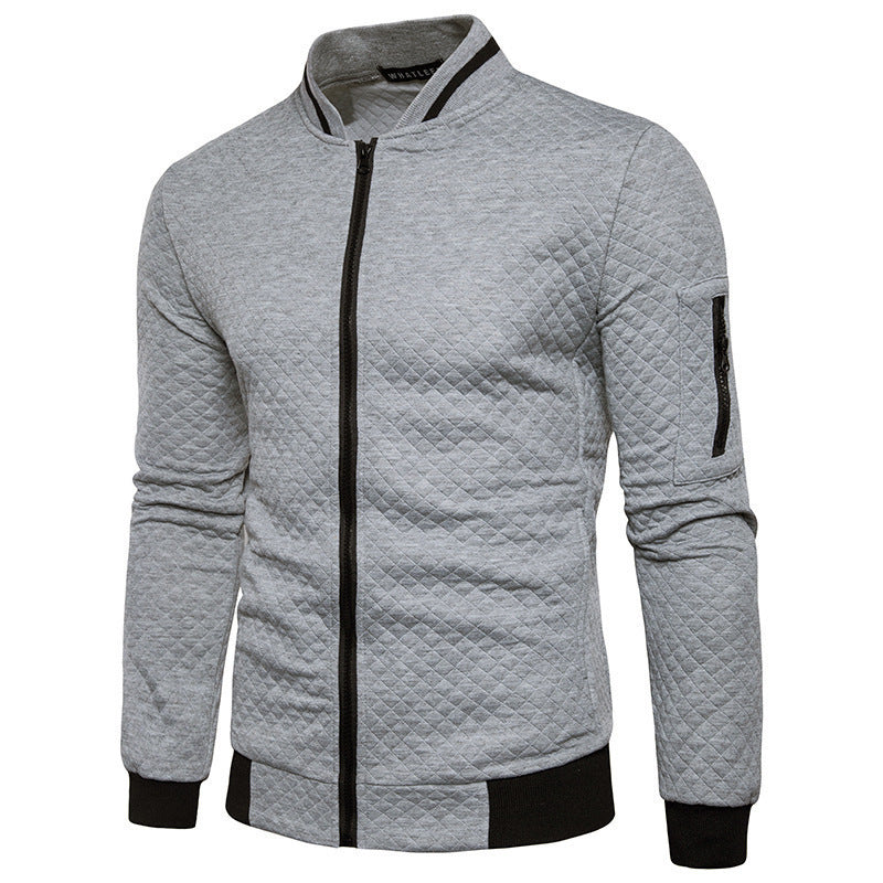 Mason Men's Plaid Hoodie Cardigan For Autumn Winter Quilted Bomber Style Outerwear By TrendAura