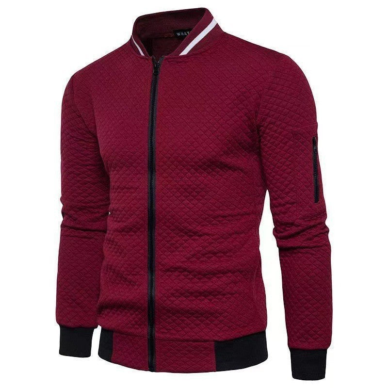 Mason Men's Plaid Hoodie Cardigan For Autumn Winter Quilted Bomber Style Outerwear By TrendAura