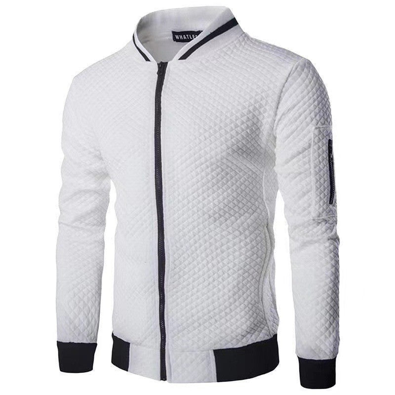 Mason Men's Plaid Hoodie Cardigan For Autumn Winter Quilted Bomber Style Outerwear By TrendAura