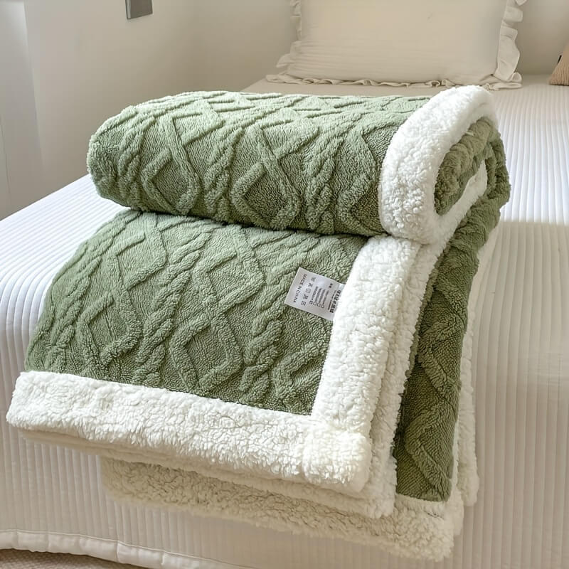 Contemporary Sherpa Fleece Throw With Diamond Texture For Cozy Luxurious Living Room Decor For Modern Homes