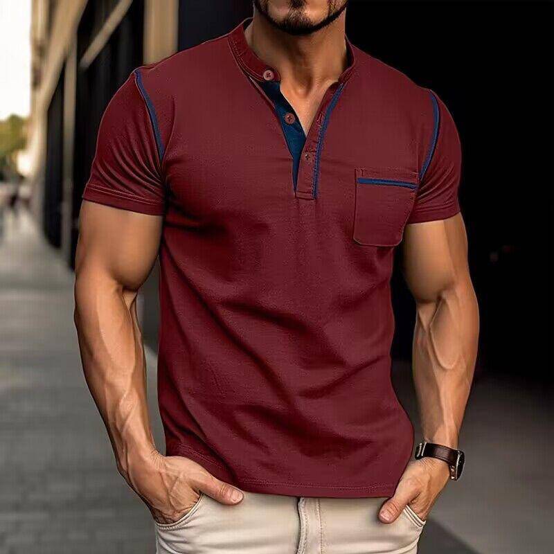 Mens Muscle Fit Henley Shirt Tight For Confident Men Bold Silhouette Versatile Edge