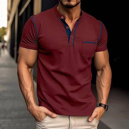 Mens Muscle Fit Henley Shirt Tight For Confident Men Bold Silhouette Versatile Edge