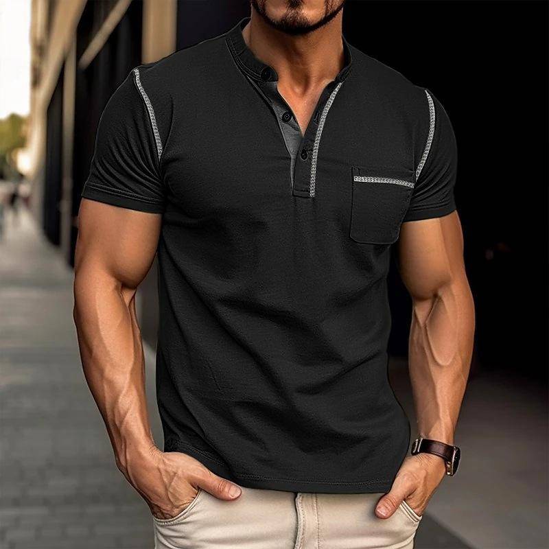 Mens Muscle Fit Henley Shirt Tight For Confident Men Bold Silhouette Versatile Edge