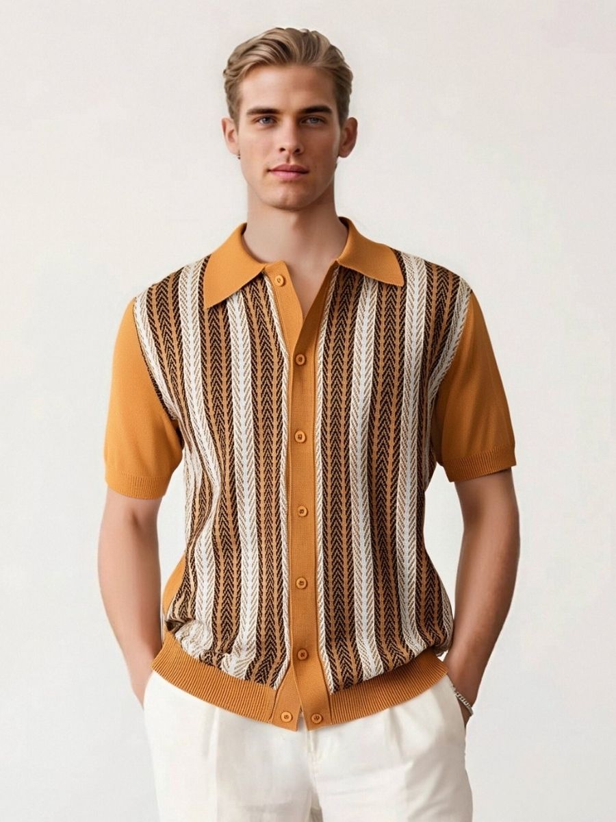 TrendAura | Men's Knitted Cuban Shirt