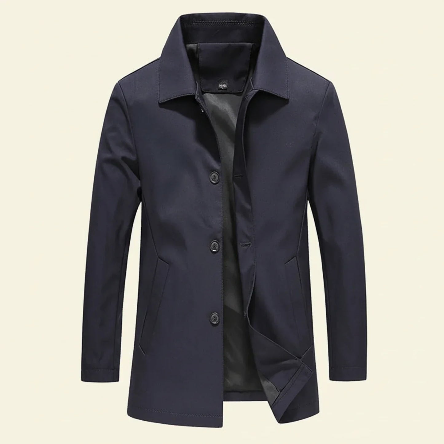 Men's Minimalist Mid Length Overcoat Button Down Front With Classic Collar Timeless Versatile Everyday Essential
