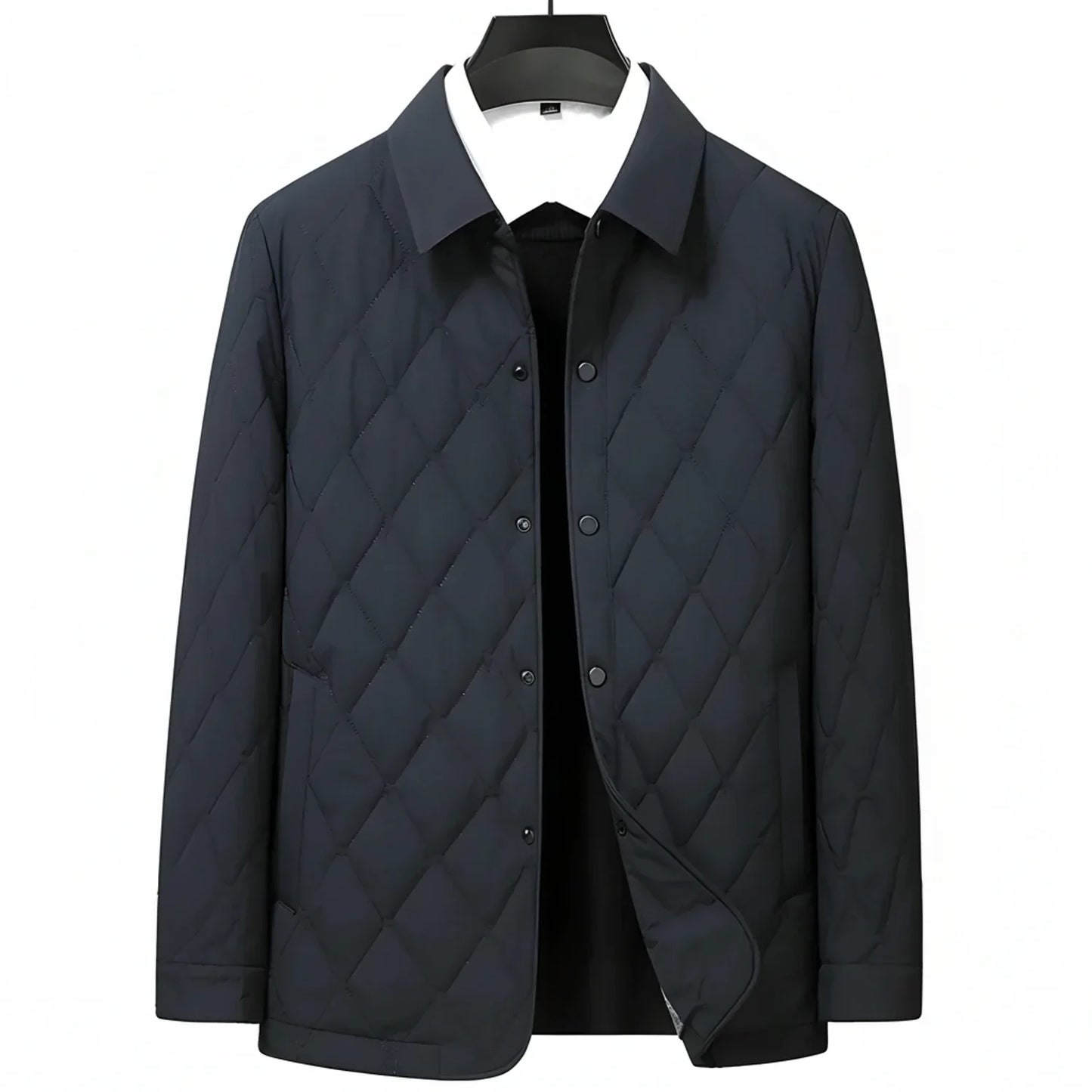 TrendAura Men's Quilted Diamond Stitch Casual Jacket With Front Pockets And Classic Collar