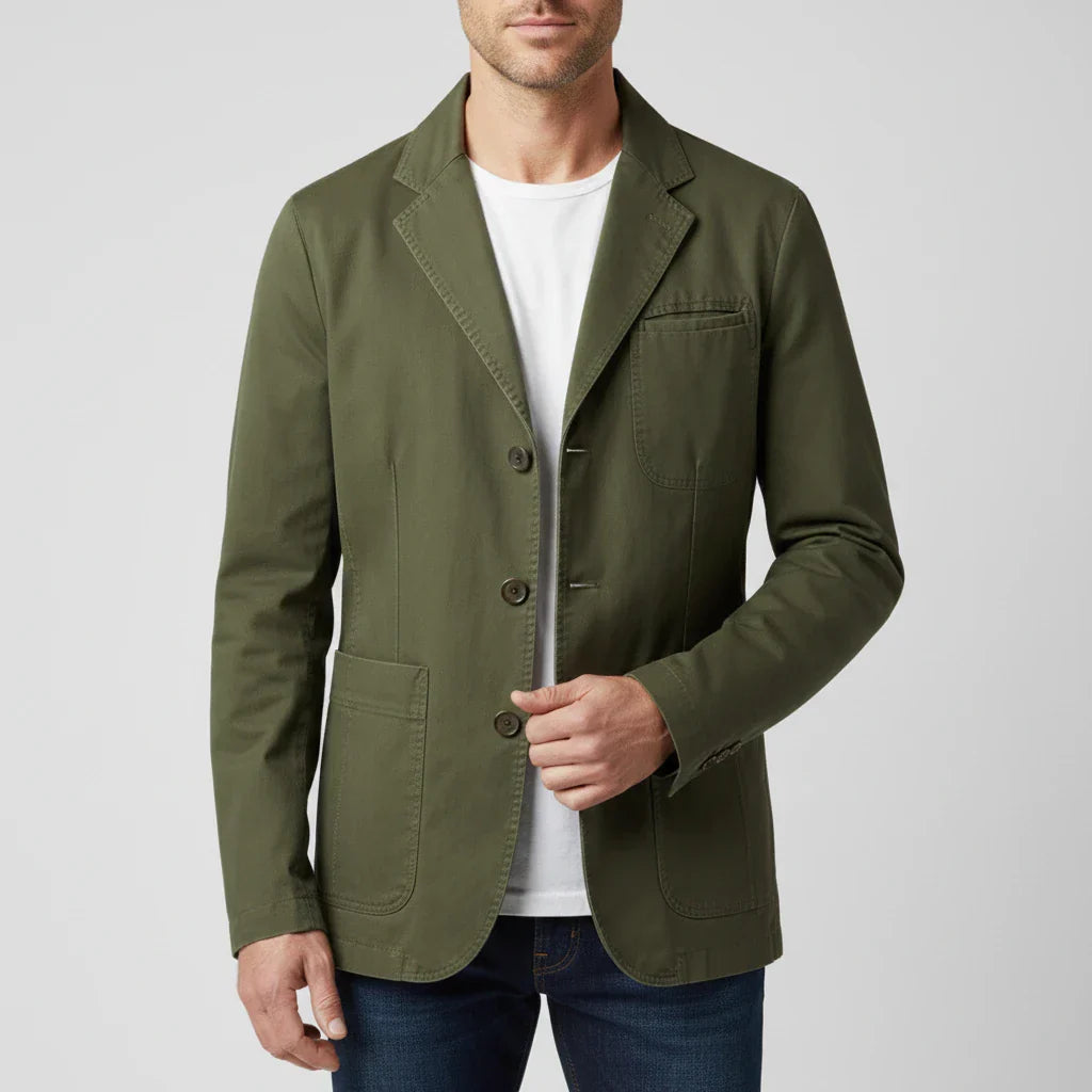 TrendAura Men's Three Button Casual Blazer With Notch Lapel Patch Pockets And Elbow Patches
