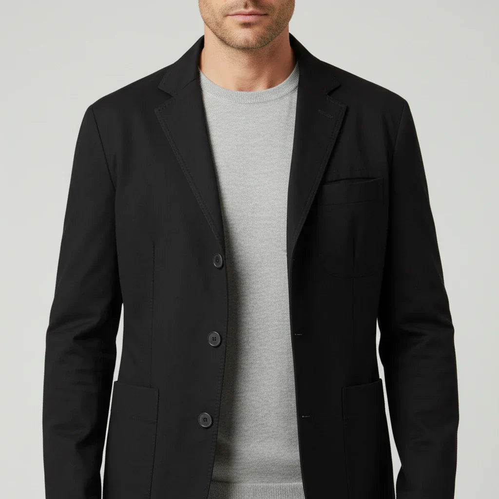 TrendAura Men's Three Button Casual Blazer With Notch Lapel Patch Pockets And Elbow Patches