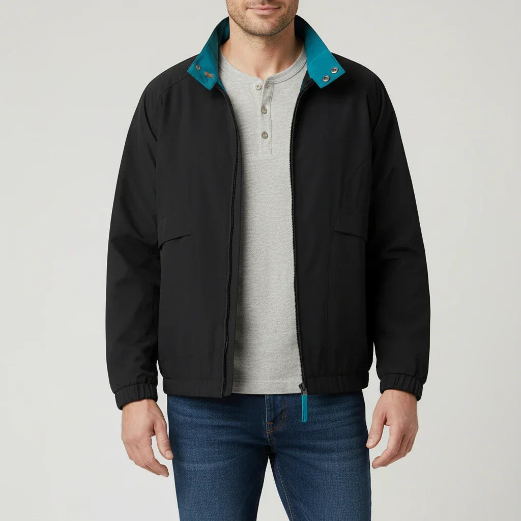 TrendAura Men's Lightweight Zip Up Windbreaker Jacket With Stand Collar And Welt Pockets