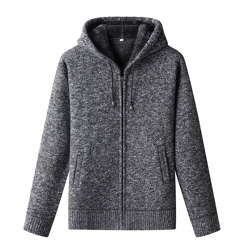 Nate Mens Casual Zip Up Winter Hoodie By TrendAura Warm Textured Knit With Full Zip