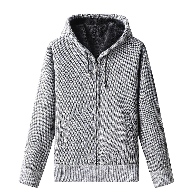 Nate Mens Casual Zip Up Winter Hoodie By TrendAura Warm Textured Knit With Full Zip