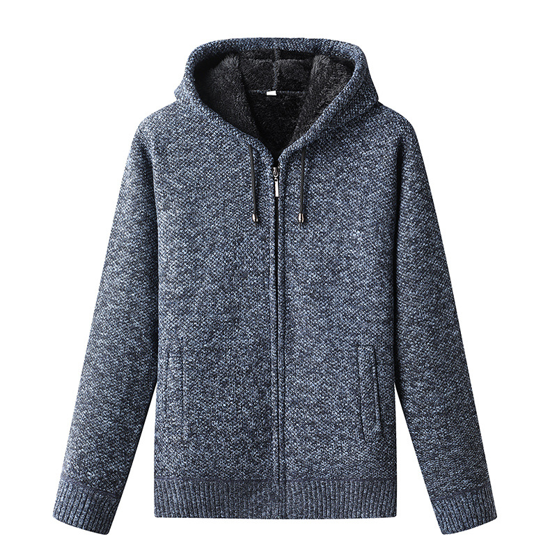 Nate Mens Casual Zip Up Winter Hoodie By TrendAura Warm Textured Knit With Full Zip